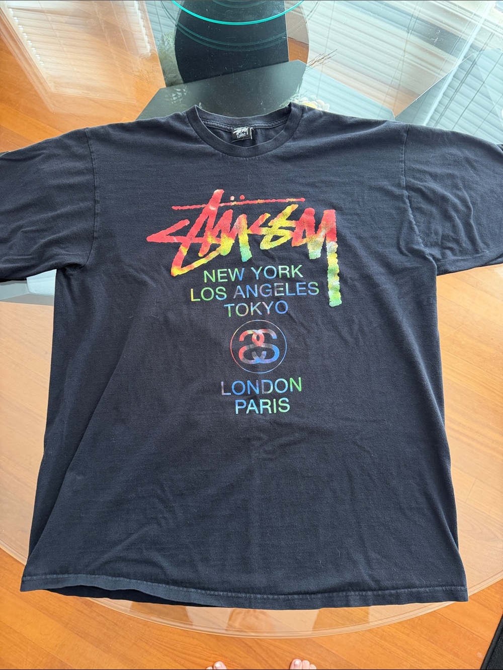 Authentic Stussy World Tour Graphic T-shirt. made in Mexico.